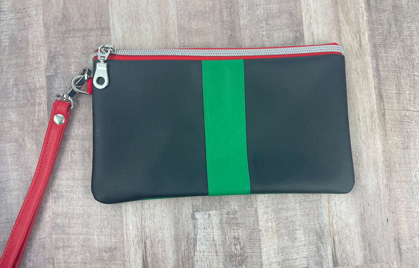 Red, Black, and Green Wristlet