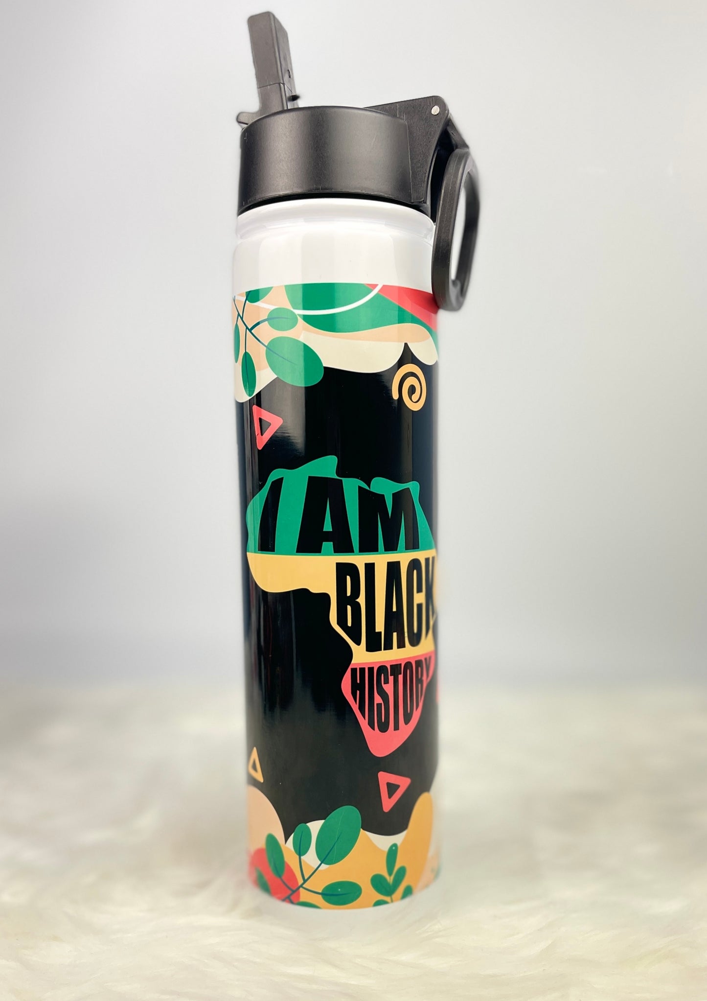 I Am Black History AFRICA - Black History Month Water Bottle with Handle