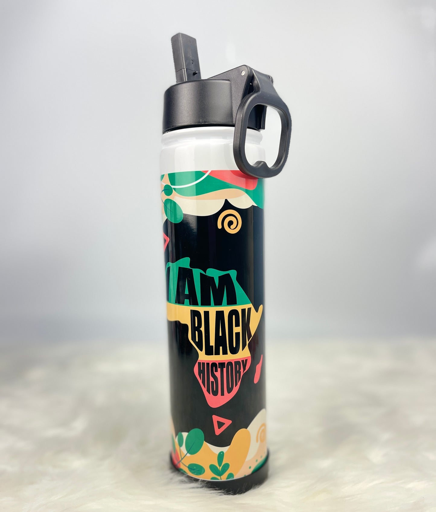 I Am Black History AFRICA - Black History Month Water Bottle with Handle