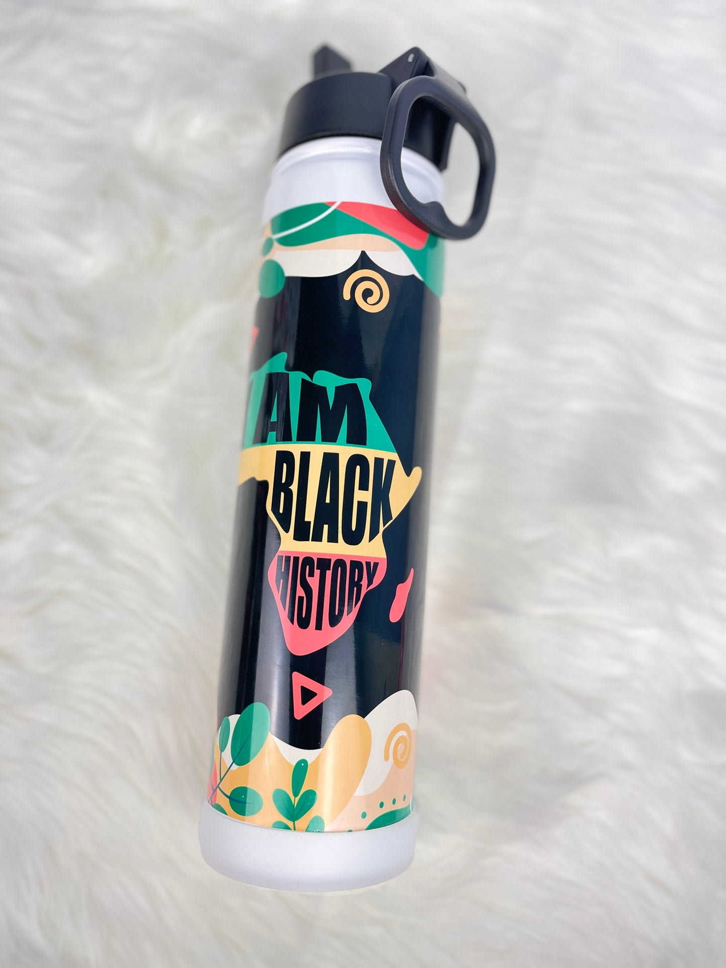 I Am Black History AFRICA - Black History Month Water Bottle with Handle