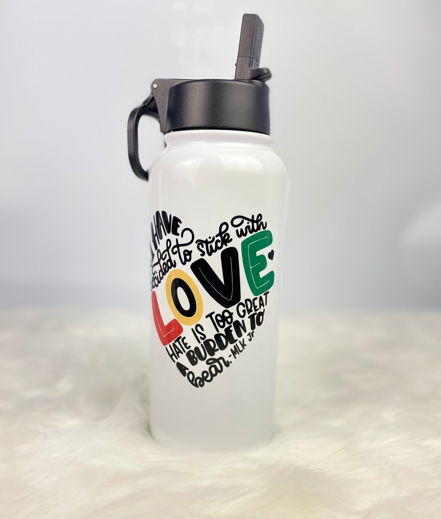 Choose Love Not Hate MLK Jr. Quote - Black History Month Water Bottle with Handle