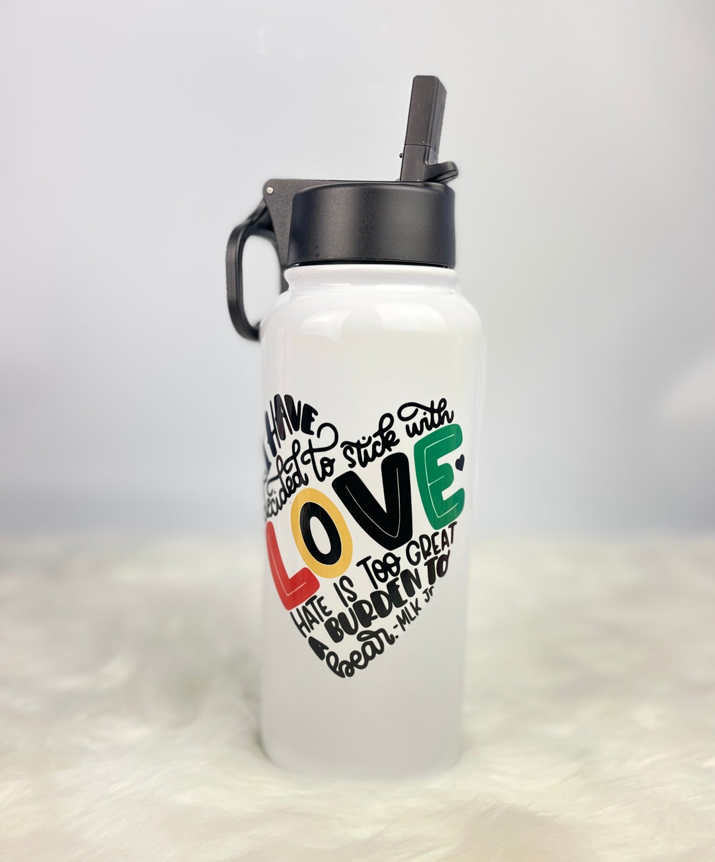 Choose Love Not Hate MLK Jr. Quote - Black History Month Water Bottle with Handle