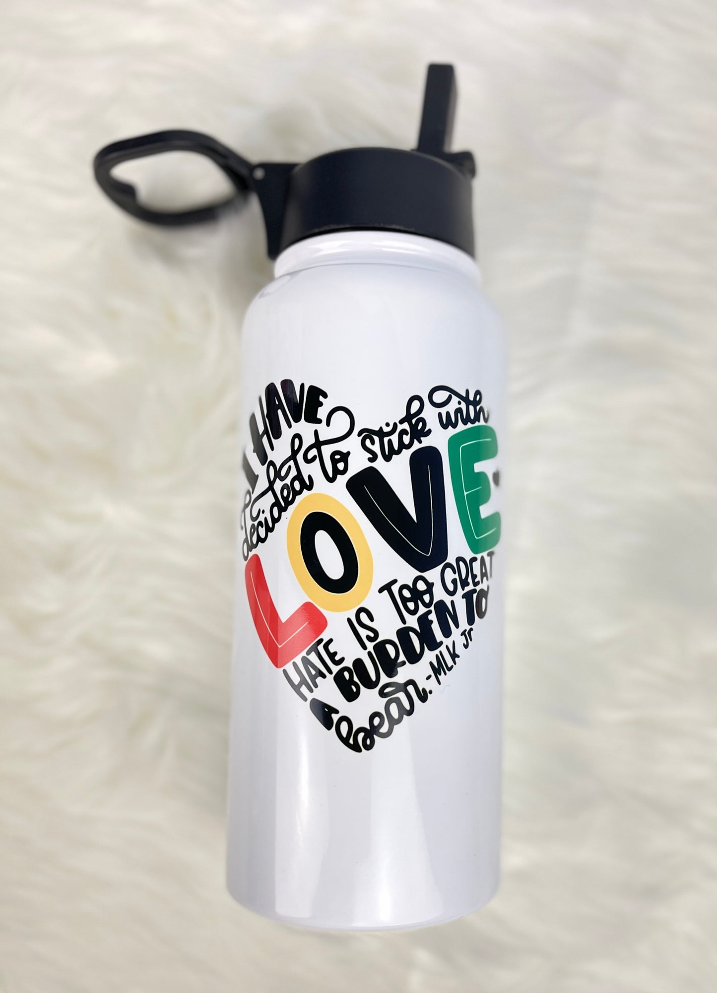 Choose Love Not Hate MLK Jr. Quote - Black History Month Water Bottle with Handle