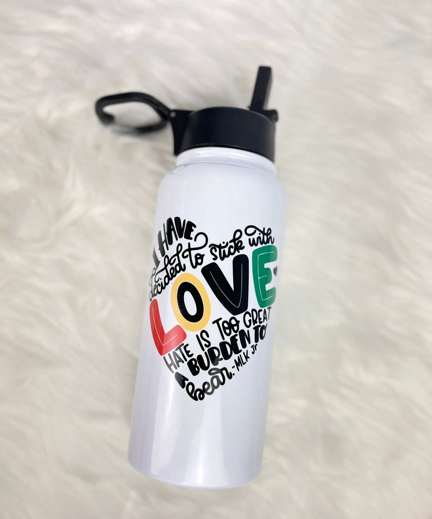 Choose Love Not Hate MLK Jr. Quote - Black History Month Water Bottle with Handle