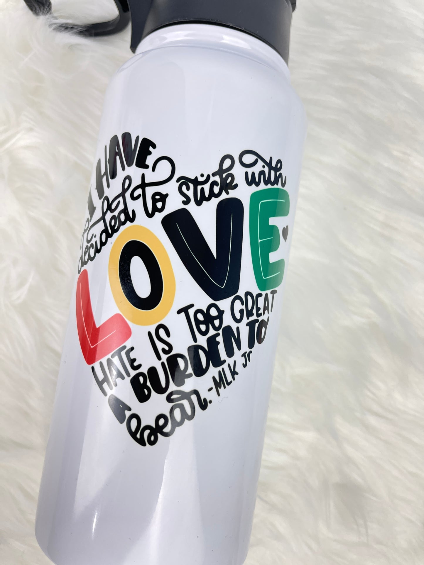 Choose Love Not Hate MLK Jr. Quote - Black History Month Water Bottle with Handle