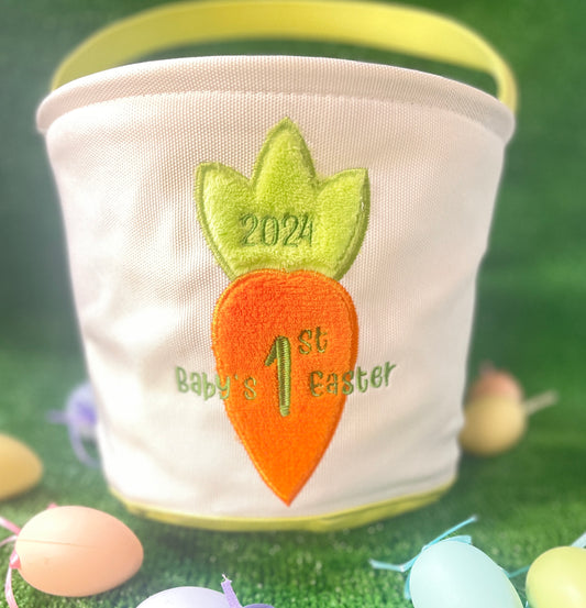 Personalized Easter Baskets - 2024 BABY'S 1ST EASTER - CARROT