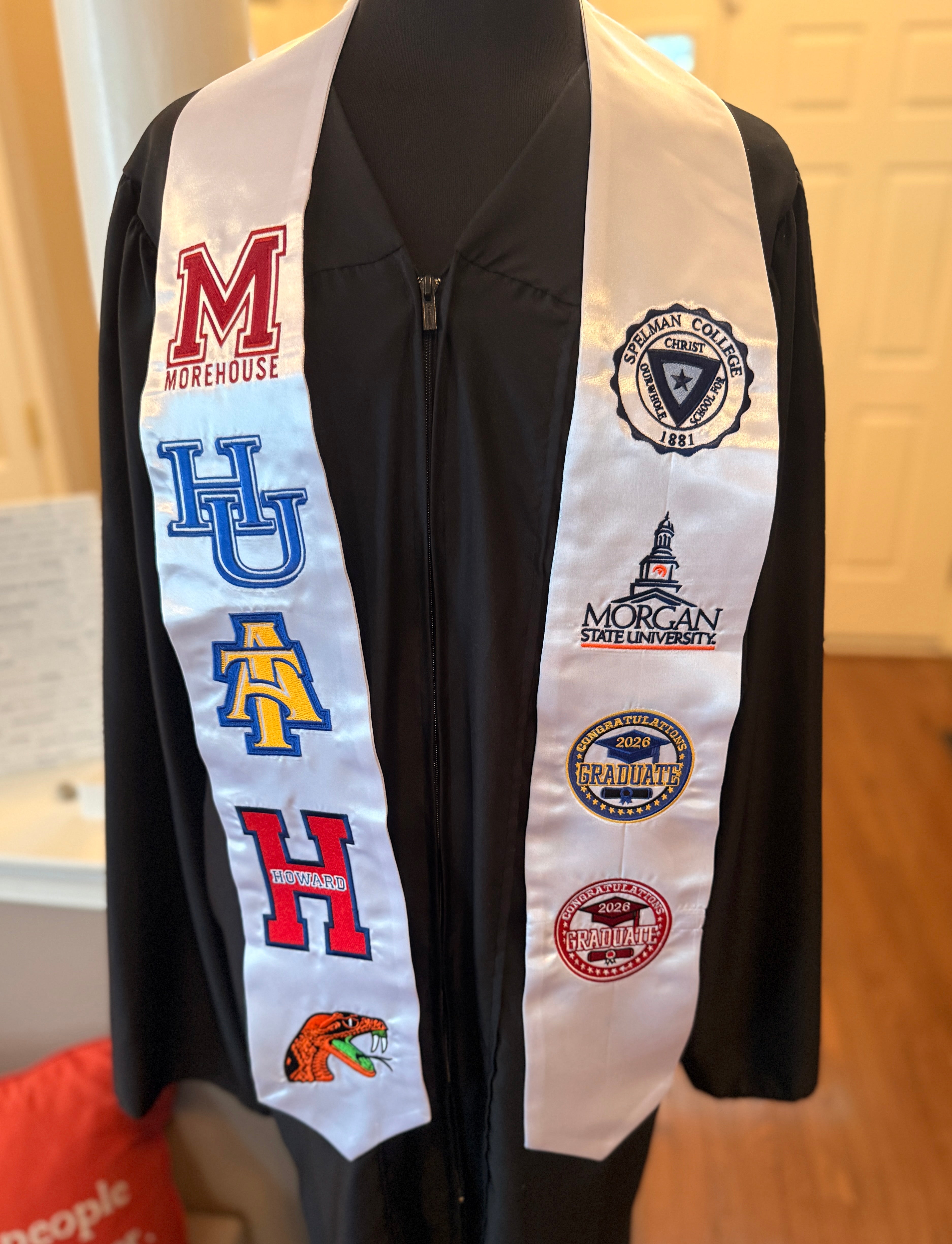 Custom Embroidered Graduation Stole - ANY COLOR, ANY UNIVERSITY