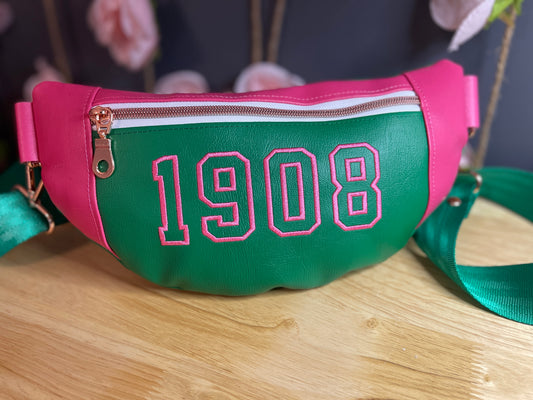 Pink & Green Crossbody Bag - Bumbag - Fanny Pack - Shoulder Bag