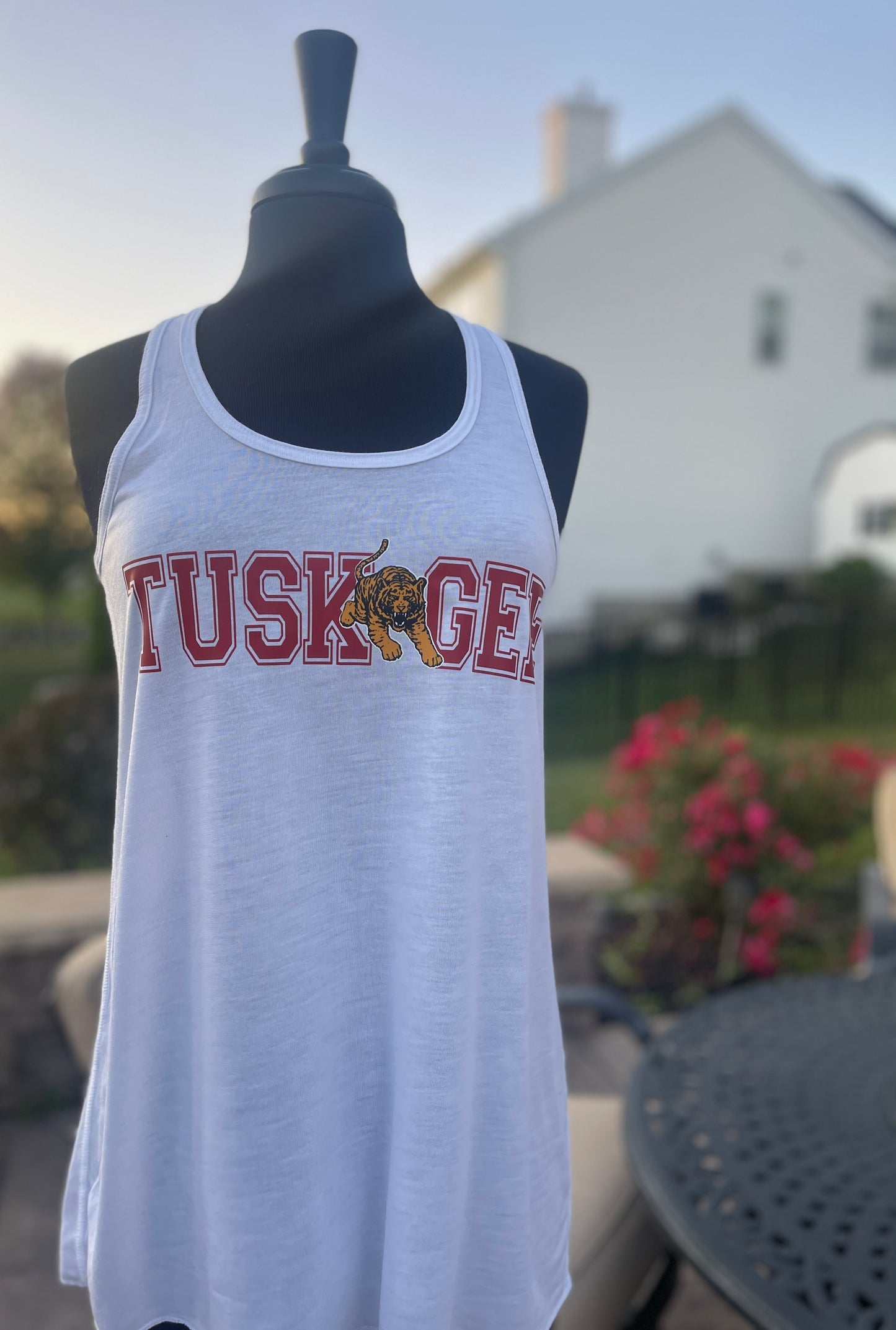 Tuskegee White Out Relaxed Racerback Tank