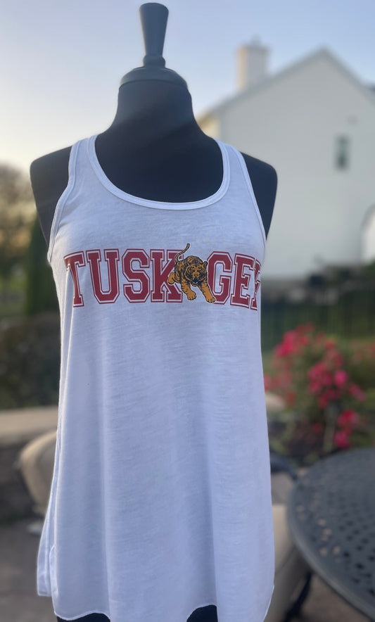 Tuskegee White Out Relaxed Racerback Tank