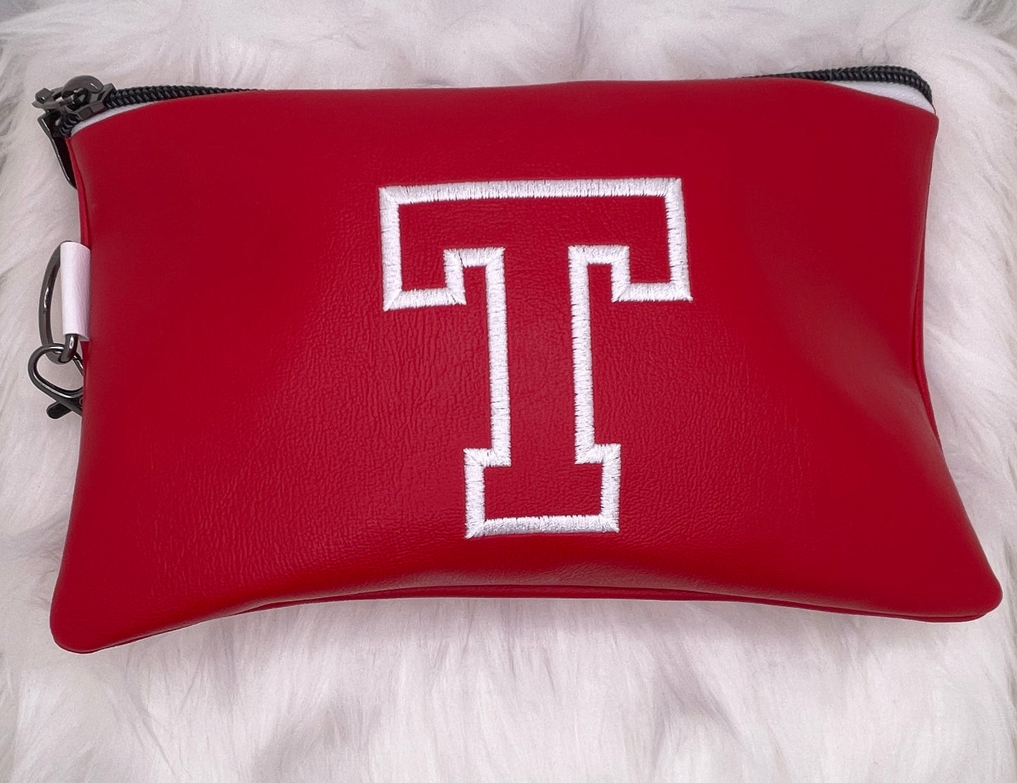 The VARSITY Wristlet Pouch - Red & White