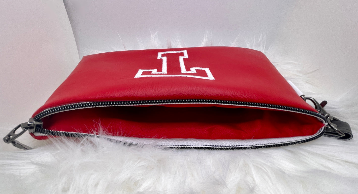 The VARSITY Wristlet Pouch - Red & White