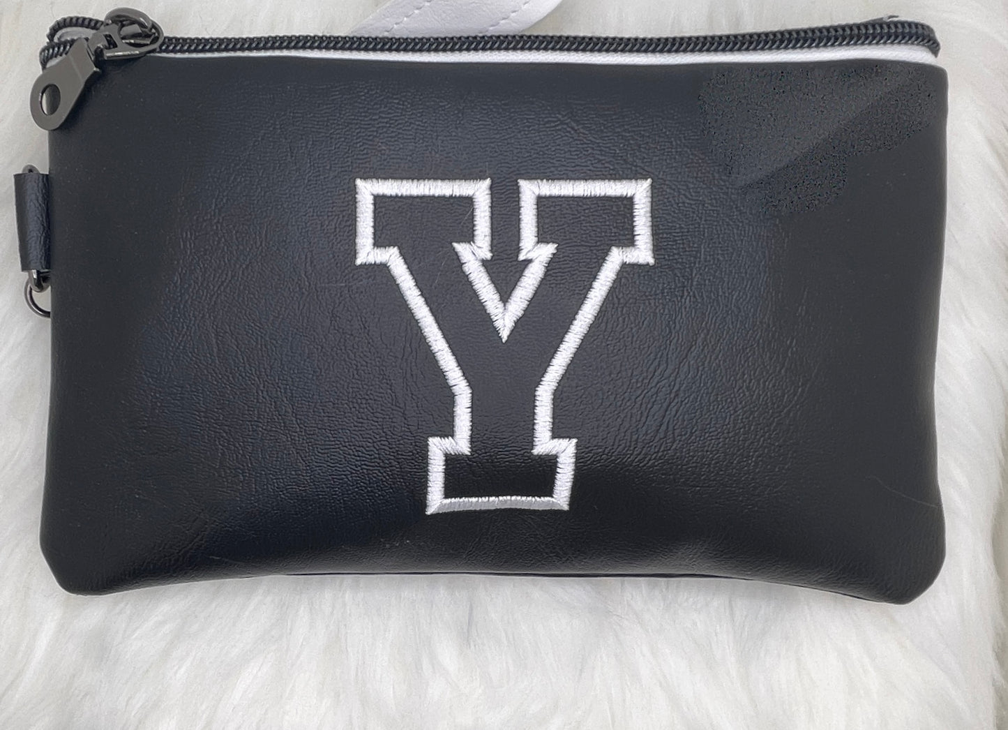 The VARSITY Wristlet Pouch - Black & White