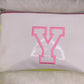 The VARSITY Wristlet Pouch - White Hot Patent