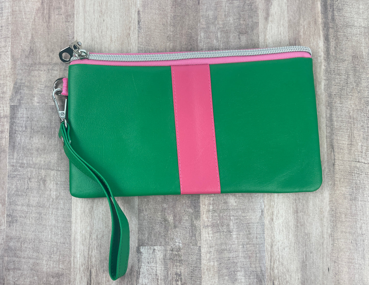 Pink & Green Wristlet