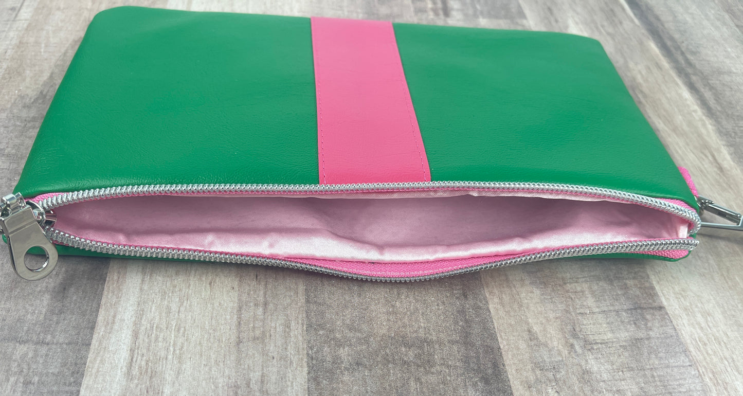 Pink & Green Wristlet