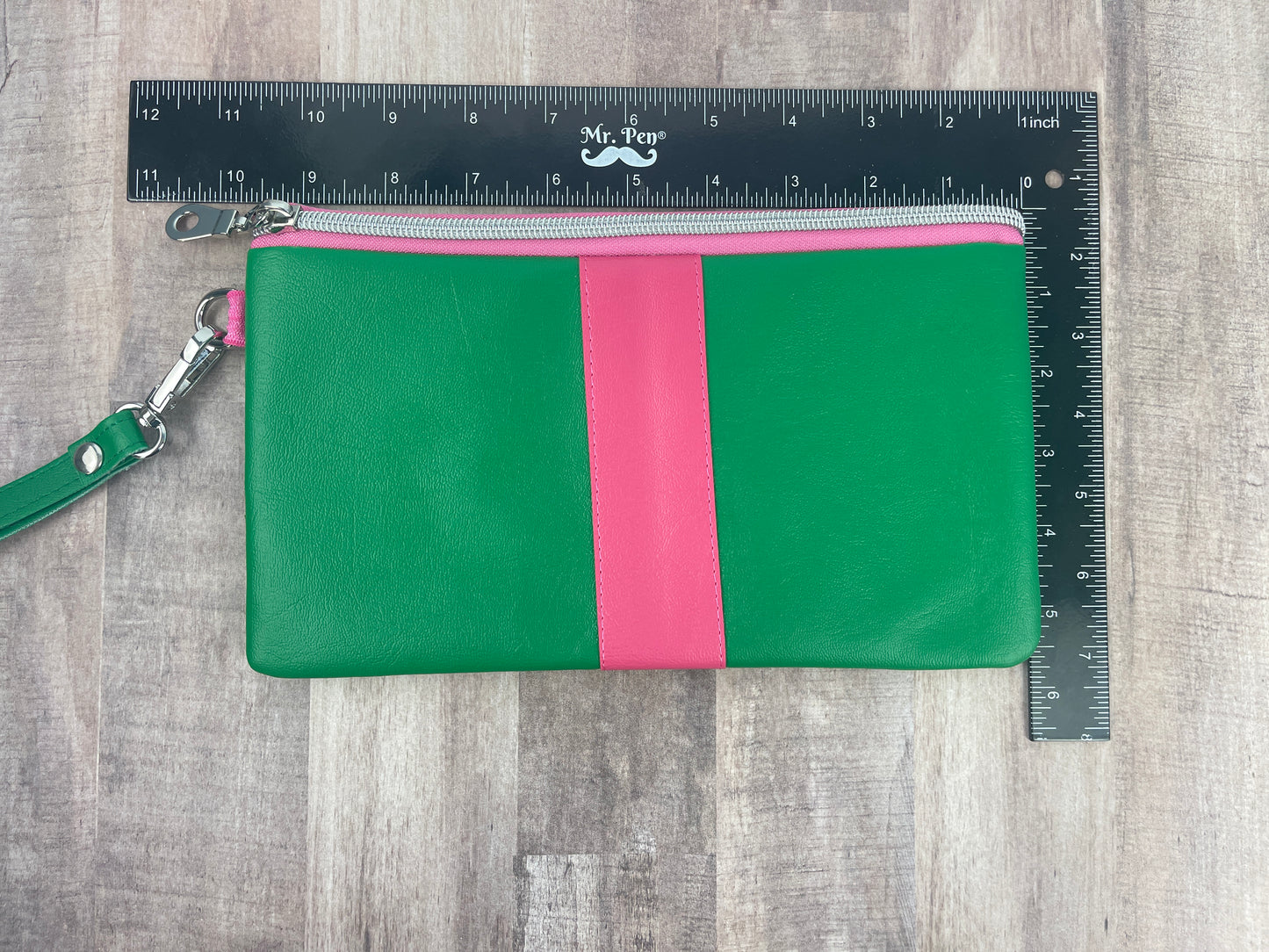 Pink & Green Wristlet