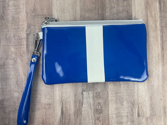 Blue & White Wristlet