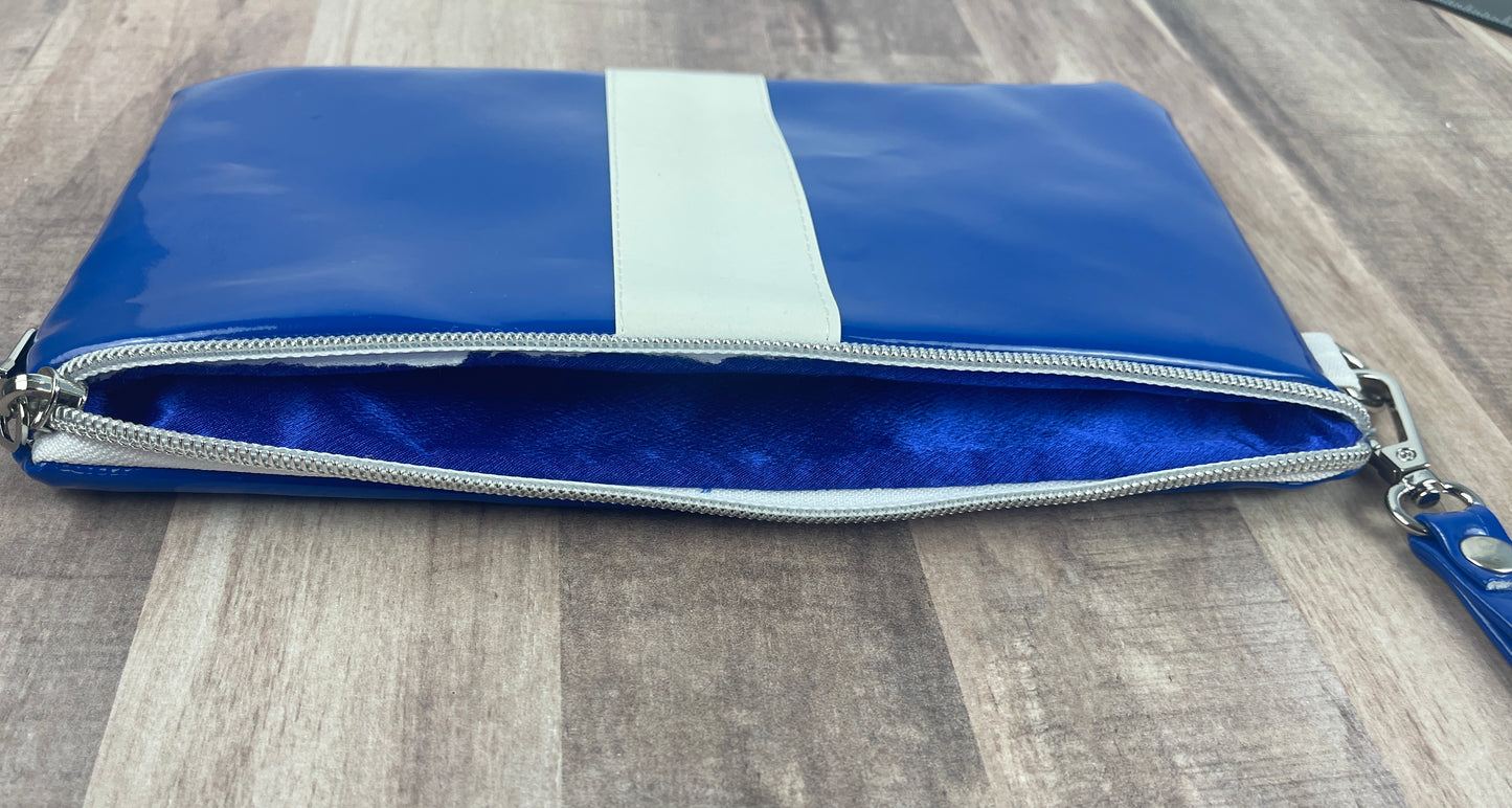 Blue & White Wristlet