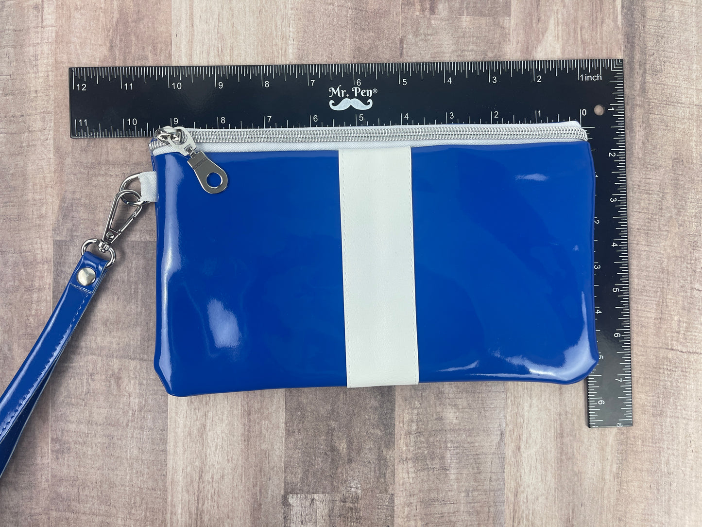 Blue & White Wristlet