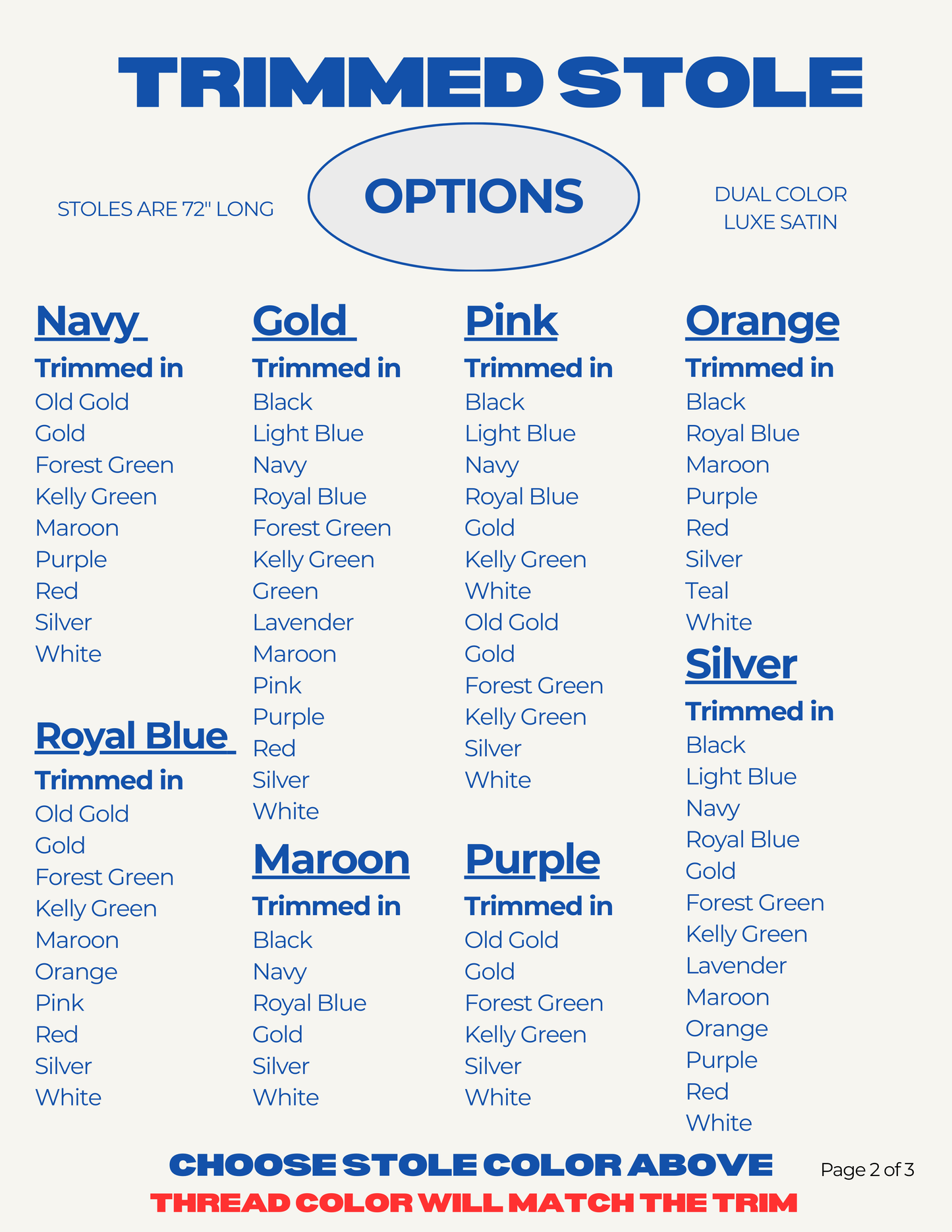 DESIGN YOUR OWN - Dual Color - Custom DELUXE Embroidered Graduation Stole