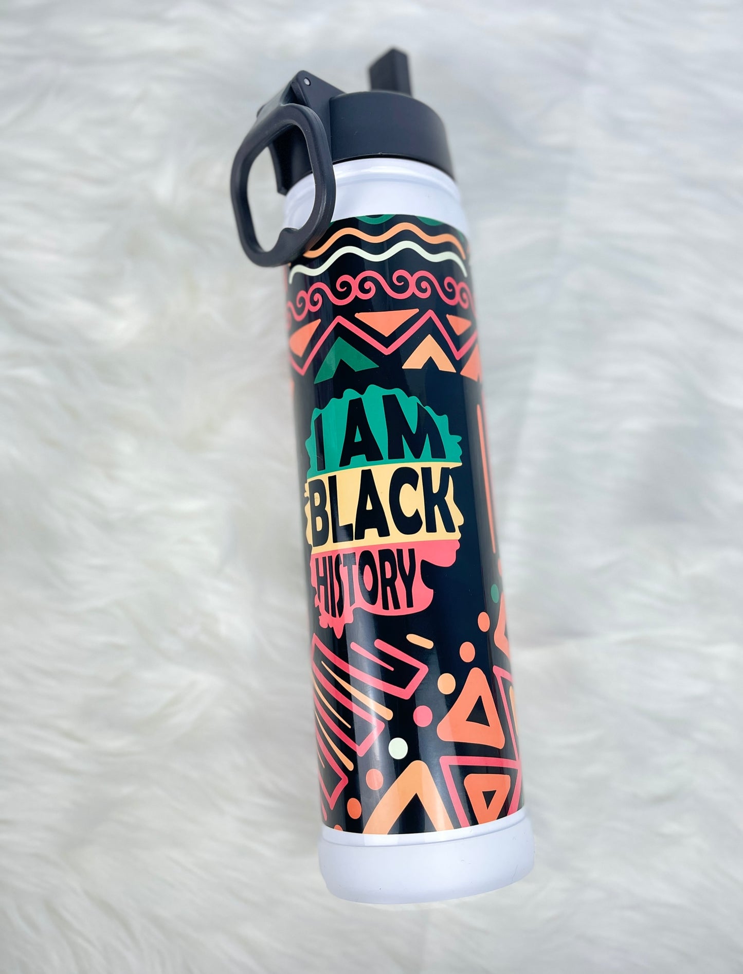 I Am Black History FEMALE SILHOUETTE - Black History Month Water Bottle with Handle