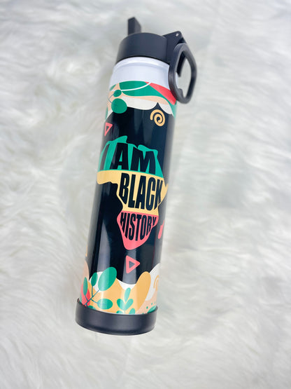 I Am Black History AFRICA - Black History Month Water Bottle with Handle