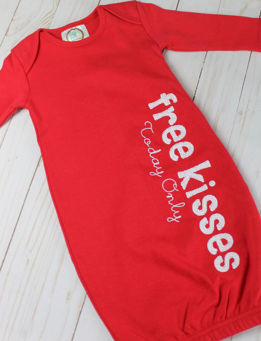 FREE KISSES Infant Gown for Valentine's Day